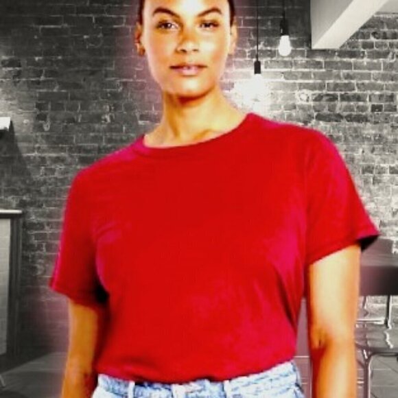 Old Navy Red Cap Sleeve Cotton T-Shirt Large - Picture 1 of 10